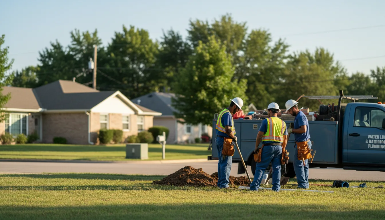 Residential water line and bathroom plumbing service in Hulbert, OK